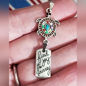 Sea Turtle necklace pendant beaded tribal FIND JOY IN THE JOURNEY handmade New